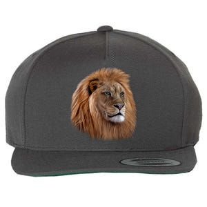 Majestic Lion Head Wool Snapback Cap