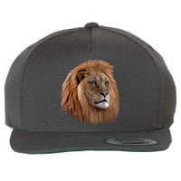 Majestic Lion Head Wool Snapback Cap