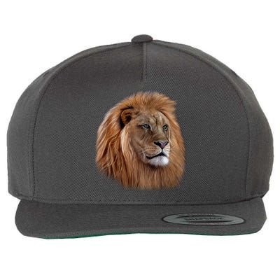 Majestic Lion Head Wool Snapback Cap