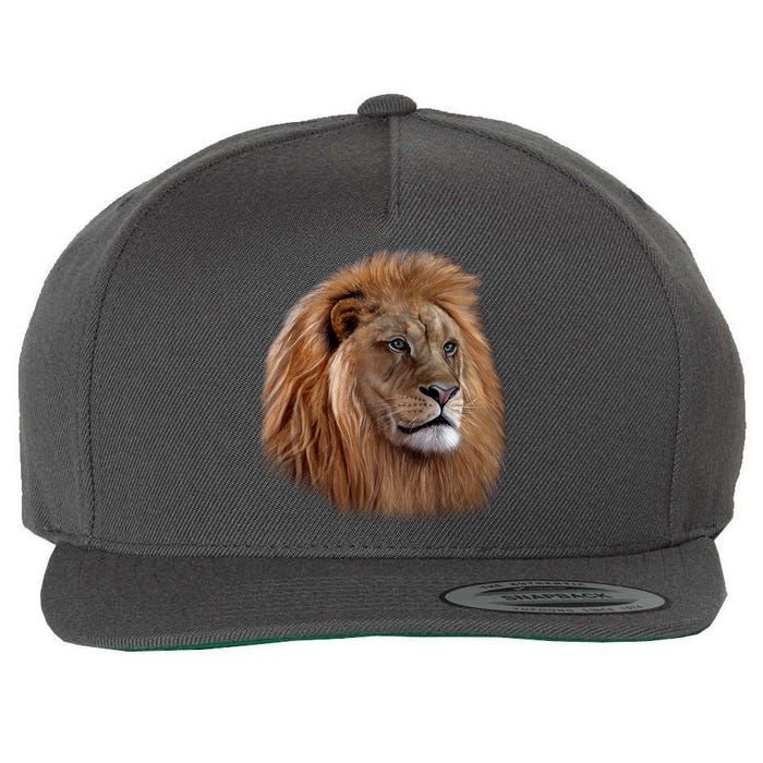 Majestic Lion Head Wool Snapback Cap