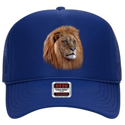 Majestic Lion Head High Crown Mesh Back Trucker Hat