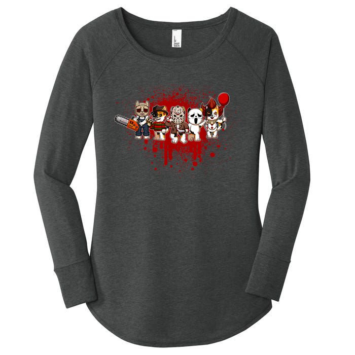 My Little Horror Crew Halloween Calico Cat Women's Perfect Tri Tunic Long Sleeve Shirt