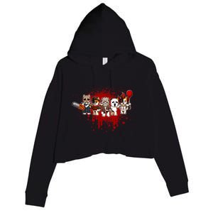 My Little Horror Crew Halloween Calico Cat Crop Fleece Hoodie