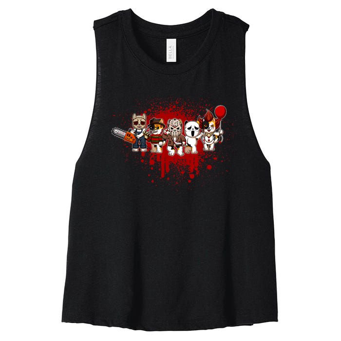 My Little Horror Crew Halloween Calico Cat Women's Racerback Cropped Tank