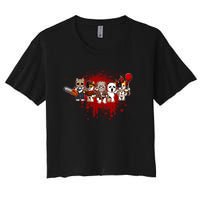 My Little Horror Crew Halloween Calico Cat Women's Crop Top Tee