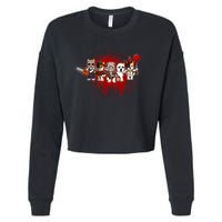 My Little Horror Crew Halloween Calico Cat Cropped Pullover Crew