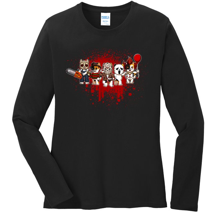 My Little Horror Crew Halloween Calico Cat Ladies Long Sleeve Shirt