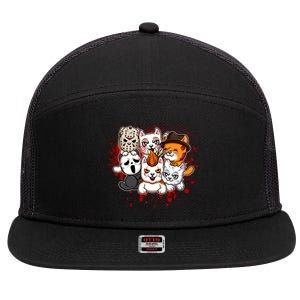 My Little Horror Crew Halloween Cats 7 Panel Mesh Trucker Snapback Hat