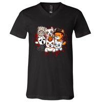 My Little Horror Crew Halloween Cats V-Neck T-Shirt