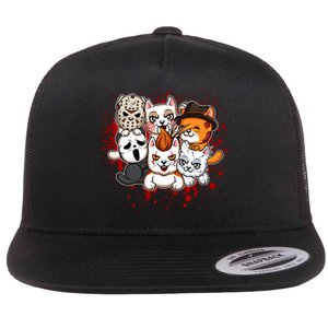 My Little Horror Crew Halloween Cats Flat Bill Trucker Hat