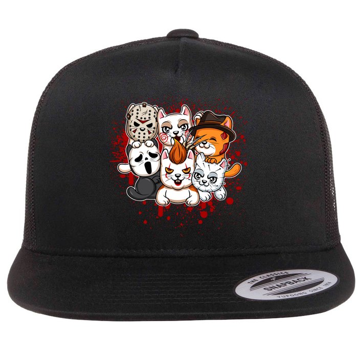 My Little Horror Crew Halloween Cats Flat Bill Trucker Hat