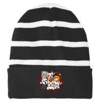 My Little Horror Crew Halloween Cats Striped Beanie with Solid Band