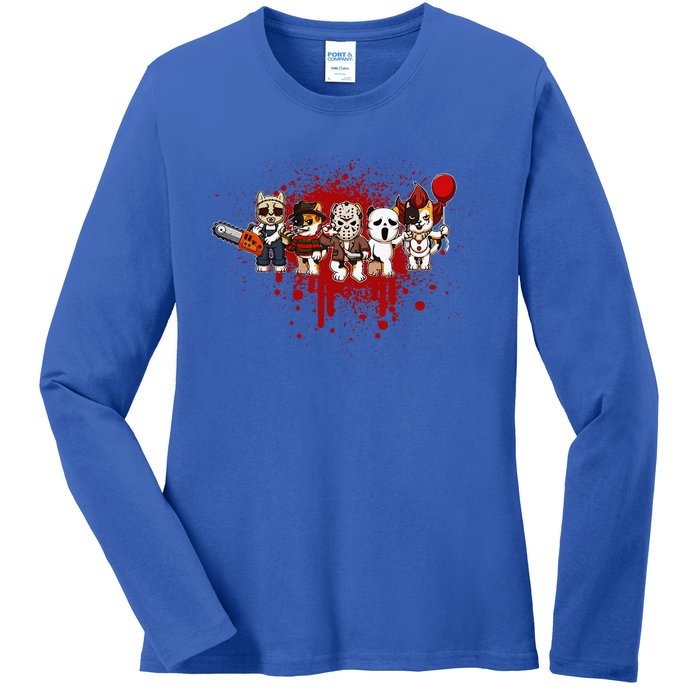 My Little Horror Crew Halloween Calico Cat Ladies Long Sleeve Shirt