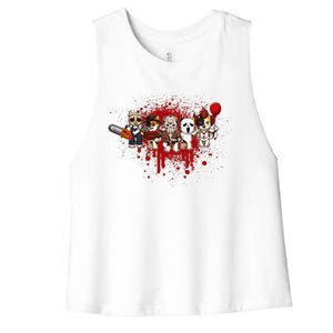 My Little Horror Crew Halloween Calico Cat Women's Racerback Cropped Tank