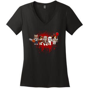 My Little Horror Crew Halloween Chicken Women's V-Neck T-Shirt