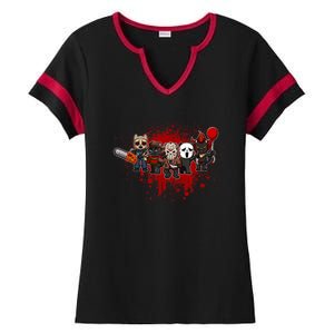 My Little Horror Crew Halloween Black Cat Ladies Halftime Notch Neck Tee