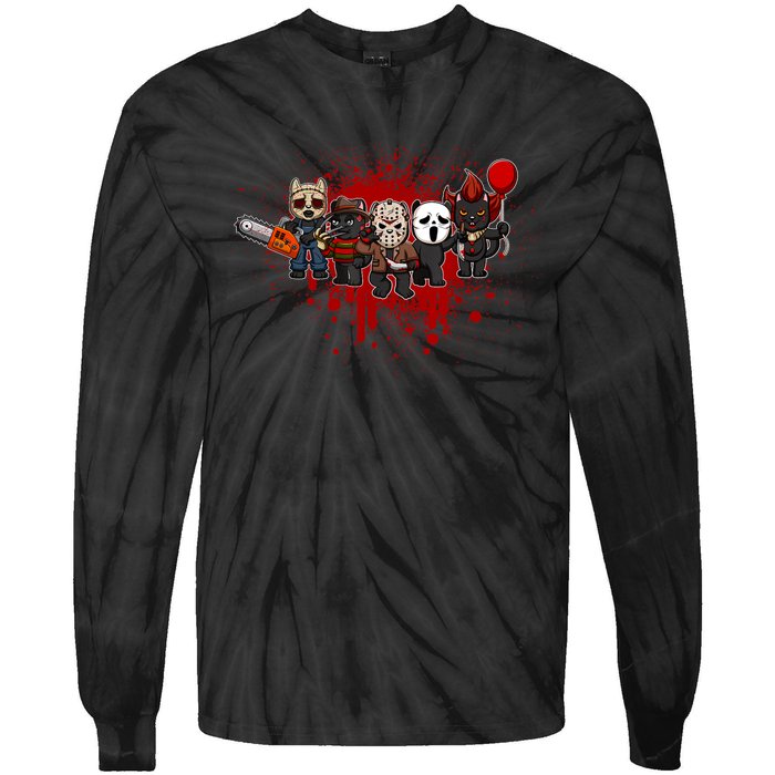 My Little Horror Crew Halloween Black Cat Tie-Dye Long Sleeve Shirt