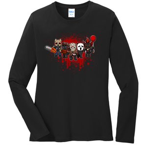 My Little Horror Crew Halloween Black Cat Ladies Long Sleeve Shirt