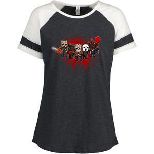 My Little Horror Crew Halloween Black Cat Enza Ladies Jersey Colorblock Tee