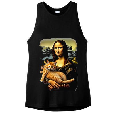 Mona Lisa Hugging Cat Ladies PosiCharge Tri-Blend Wicking Tank