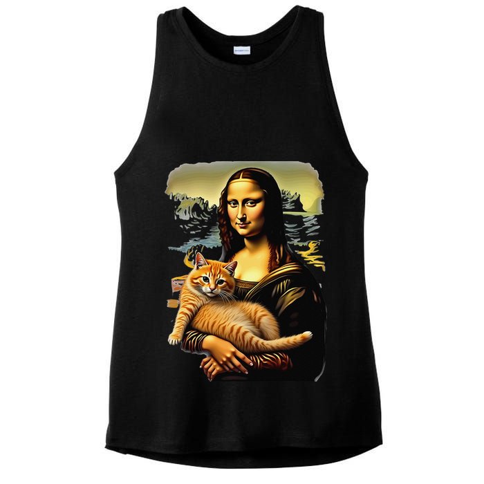 Mona Lisa Hugging Cat Ladies PosiCharge Tri-Blend Wicking Tank
