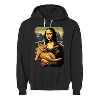 Mona Lisa Hugging Cat Garment-Dyed Fleece Hoodie