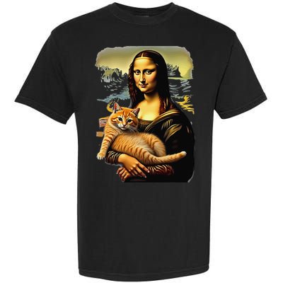 Mona Lisa Hugging Cat Garment-Dyed Heavyweight T-Shirt