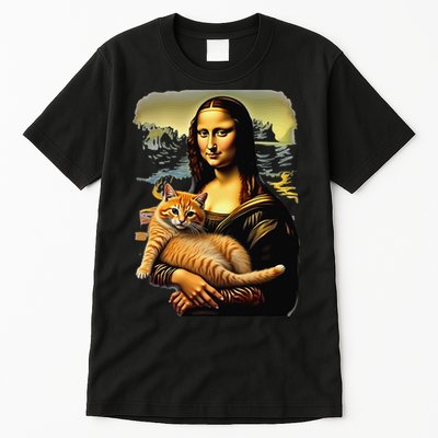 Mona Lisa Hugging Cat Tall T-Shirt