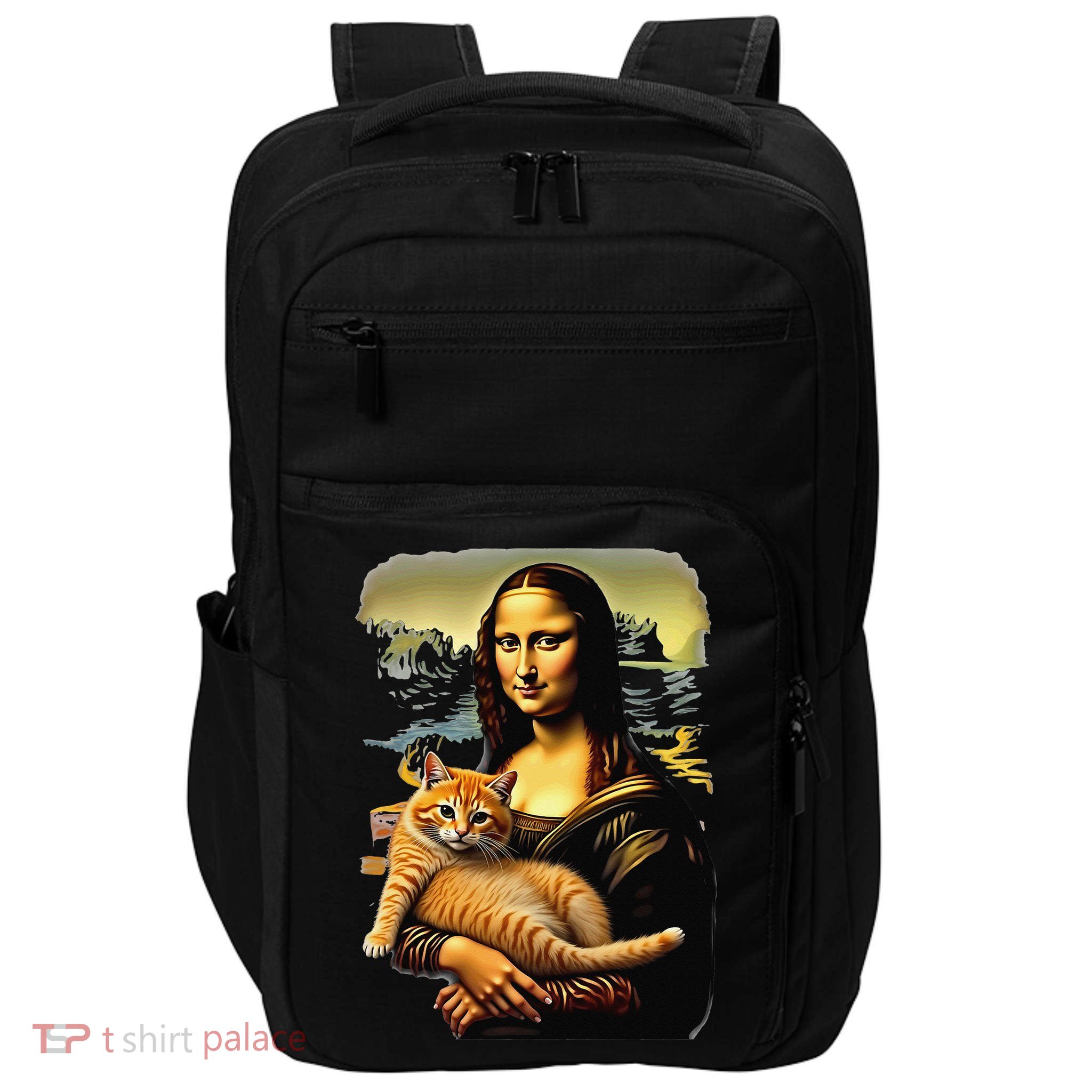 Mona Lisa Hugging Cat Impact Tech Backpack
