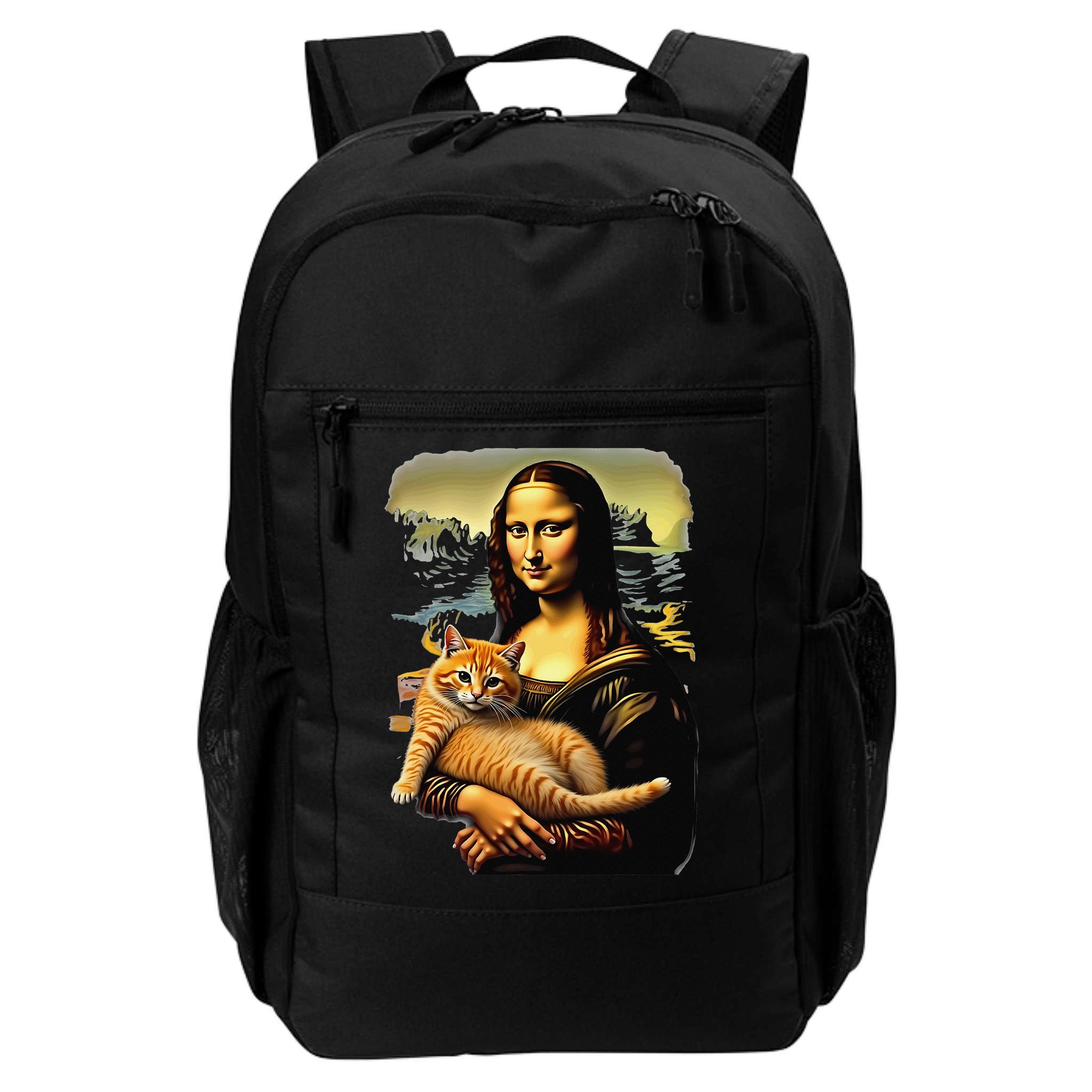 Mona Lisa Hugging Cat Backpack