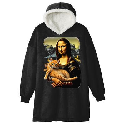 Mona Lisa Hugging Cat Hooded Wearable Blanket