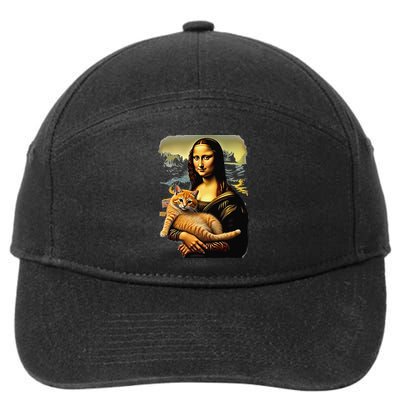 Mona Lisa Hugging Cat 7-Panel Snapback Hat