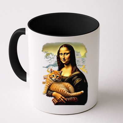 Mona Lisa Hugging Cat Mug