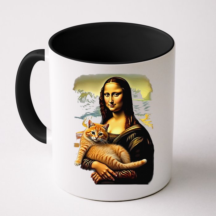 Mona Lisa Hugging Cat Mug