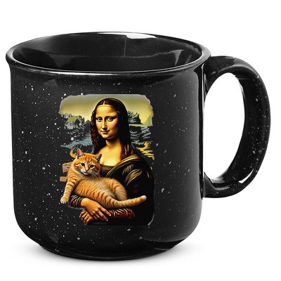 Mona Lisa Hugging Cat 15oz Campfire Ceramic Mug