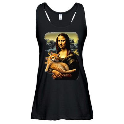 Mona Lisa Hugging Cat Ladies Essential Flowy Tank