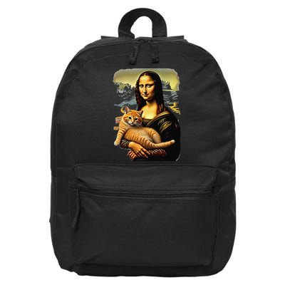 Mona Lisa Hugging Cat 16 in Basic Backpack