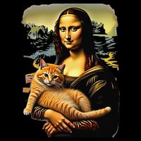 Mona Lisa Hugging Cat 16 in Basic Backpack