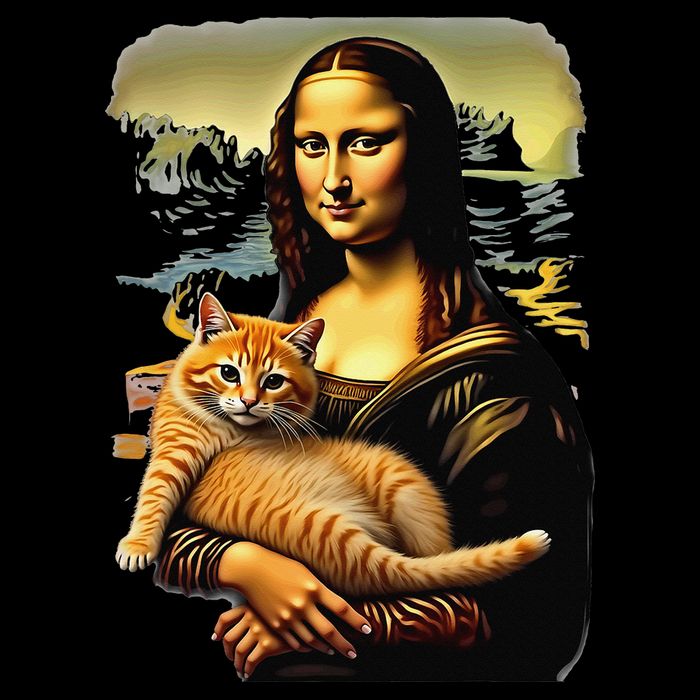 Mona Lisa Hugging Cat 16 in Basic Backpack