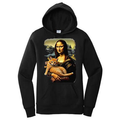 Mona Lisa Hugging Cat Women's Pullover Hoodie