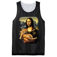 Mona Lisa Hugging Cat Mesh Reversible Basketball Jersey Tank