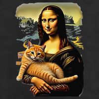 Mona Lisa Hugging Cat 12oz Stainless Steel Coffee Mug