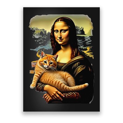 Mona Lisa Hugging Cat Poster