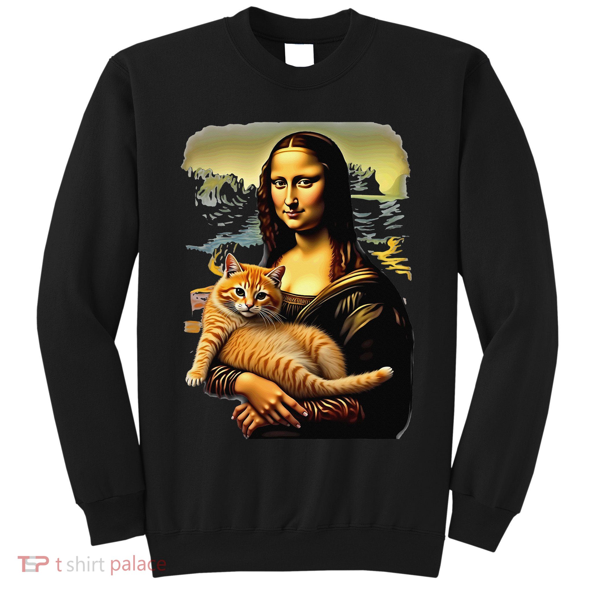 Mona Lisa Hugging Cat Tall Sweatshirt