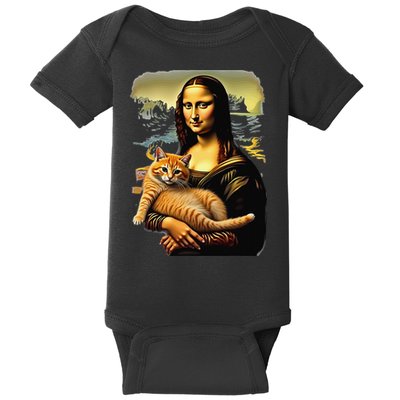 Mona Lisa Hugging Cat Baby Bodysuit