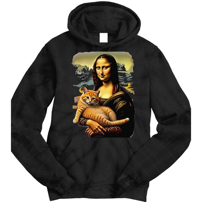 Mona Lisa Hugging Cat Tie Dye Hoodie