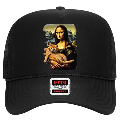 Mona Lisa Hugging Cat Trucker Hat