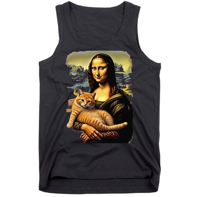 Mona Lisa Hugging Cat Tank Top