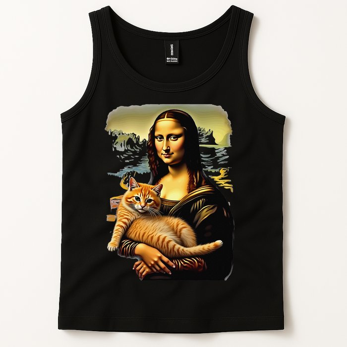 Mona Lisa Hugging Cat Tank Top