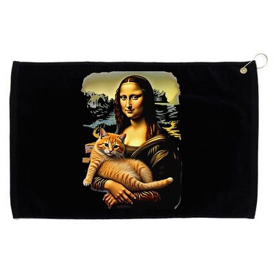 Mona Lisa Hugging Cat Grommeted Golf Towel